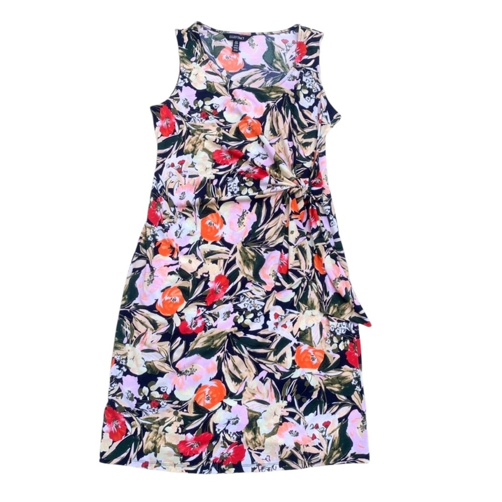 NWT Ellen Tracy Floral Tie Front Sleeveless Dress M
